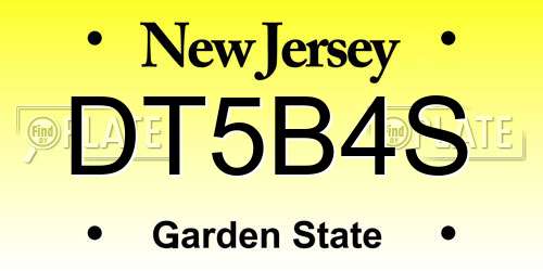 DT5B4S New Jersey License Plate