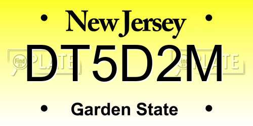 DT5D2M New Jersey License Plate
