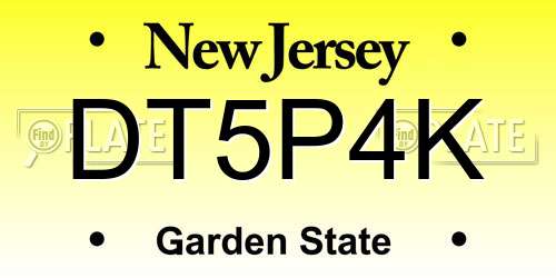 DT5P4K New Jersey License Plate