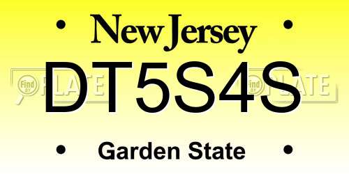 DT5S4S New Jersey License Plate