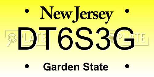 DT6S3G New Jersey License Plate