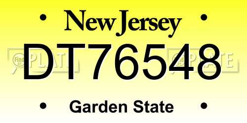 DT76548 New Jersey License Plate