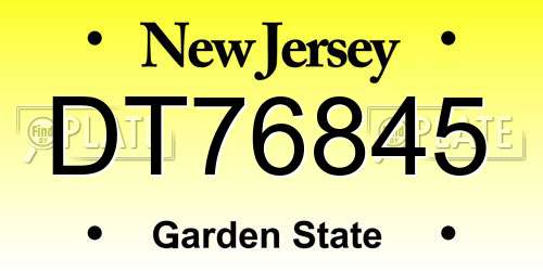 DT76845 New Jersey License Plate
