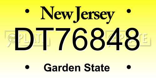 DT76848 New Jersey License Plate