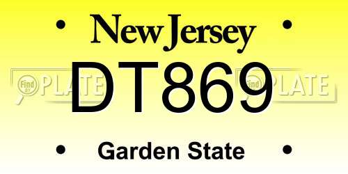 DT869 New Jersey License Plate