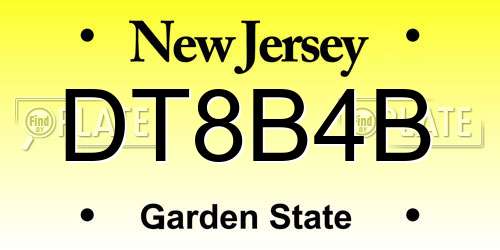 DT8B4B New Jersey License Plate