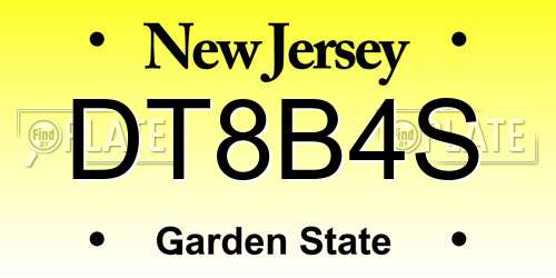 DT8B4S New Jersey License Plate