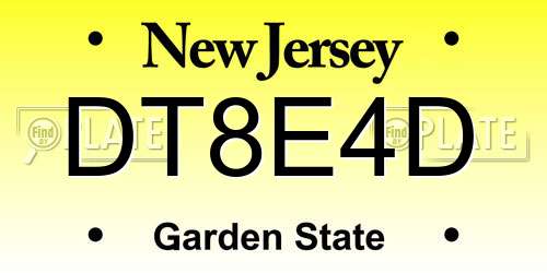 DT8E4D New Jersey License Plate