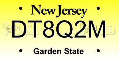 DT8Q2M New Jersey License Plate
