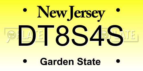 DT8S4S New Jersey License Plate