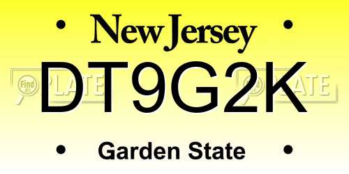 DT9G2K New Jersey License Plate