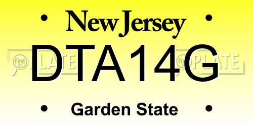 DTA14G New Jersey License Plate