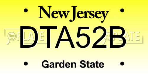 DTA52B New Jersey License Plate
