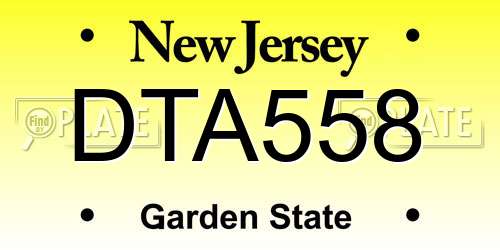 DTA558 New Jersey License Plate