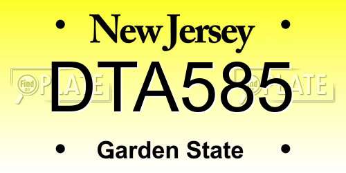 DTA585 New Jersey License Plate