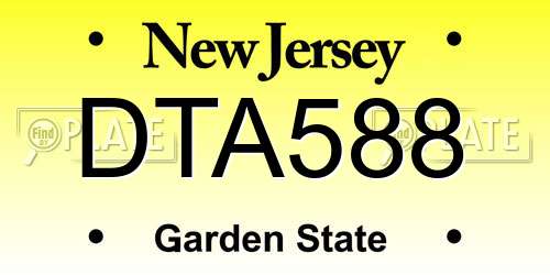 DTA588 New Jersey License Plate