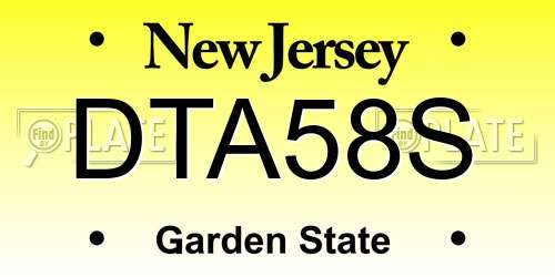 DTA58S New Jersey License Plate