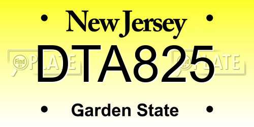 DTA825 New Jersey License Plate