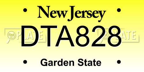 DTA828 New Jersey License Plate