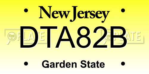 DTA82B New Jersey License Plate