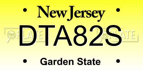 DTA82S New Jersey License Plate