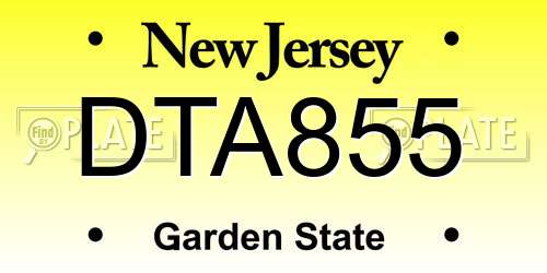 DTA855 New Jersey License Plate