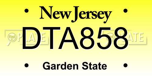 DTA858 New Jersey License Plate