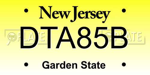 DTA85B New Jersey License Plate
