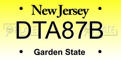 DTA87B New Jersey License Plate