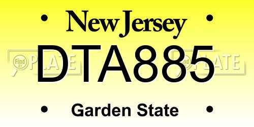 DTA885 New Jersey License Plate