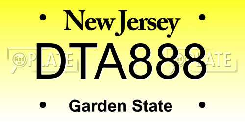 DTA888 New Jersey License Plate