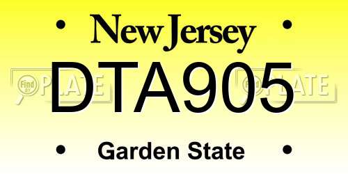 DTA905 New Jersey License Plate