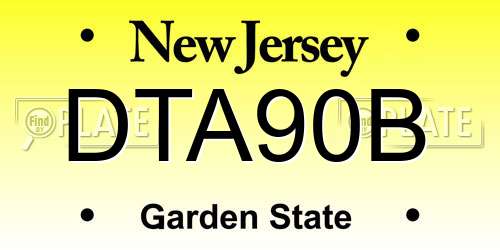 DTA90B New Jersey License Plate