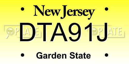 DTA91J New Jersey License Plate
