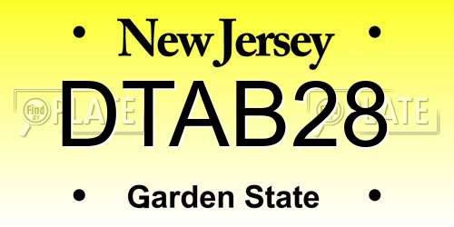 DTAB28 New Jersey License Plate