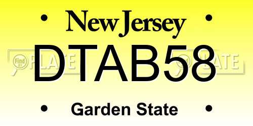 DTAB58 New Jersey License Plate