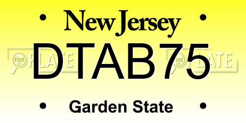 DTAB75 New Jersey License Plate