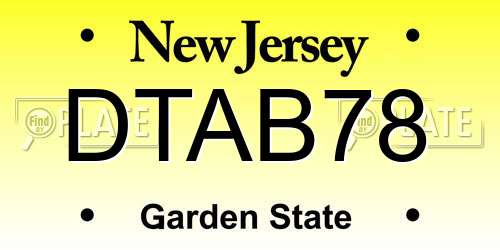 DTAB78 New Jersey License Plate