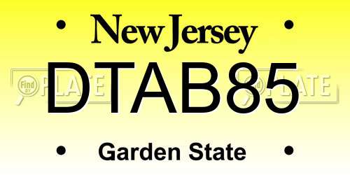 DTAB85 New Jersey License Plate