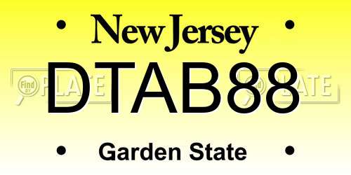 DTAB88 New Jersey License Plate