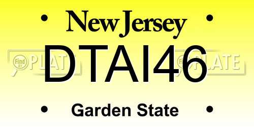 DTAI46 New Jersey License Plate