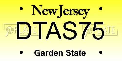 DTAS75 New Jersey License Plate