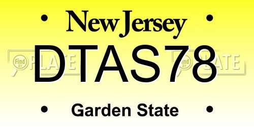 DTAS78 New Jersey License Plate