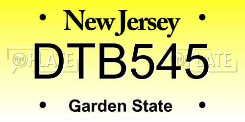 DTB545 New Jersey License Plate