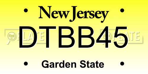 DTBB45 New Jersey License Plate