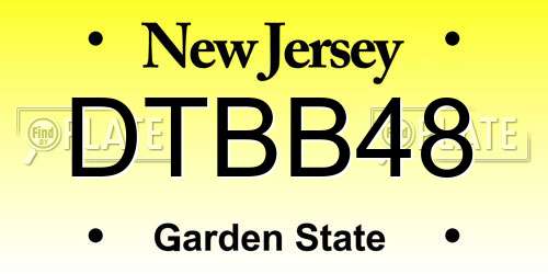 DTBB48 New Jersey License Plate