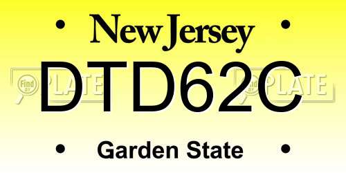 DTD62C New Jersey License Plate
