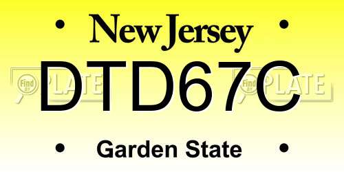 DTD67C New Jersey License Plate