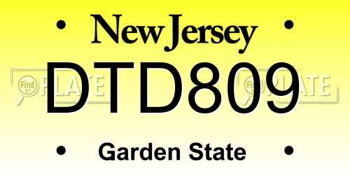 DTD809 New Jersey License Plate