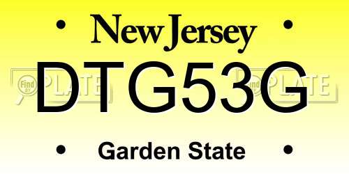 DTG53G New Jersey License Plate